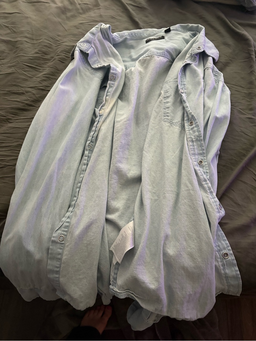 Brave Soul Light Blue Chambray Casual Button-Down Shirt